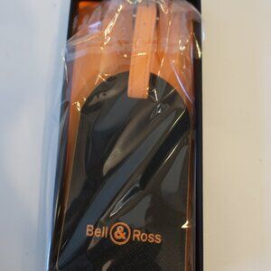 NIB Bell & Ross Black, Orange Leather Luggage Tag